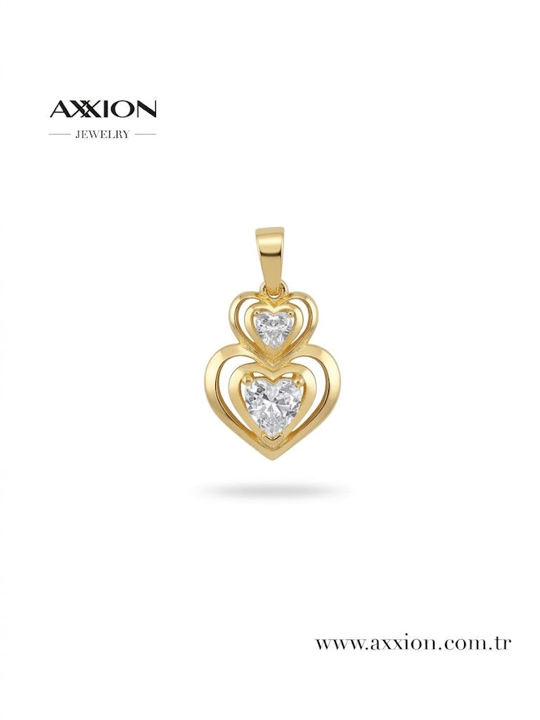 AXXION İkili Kalp Kolye Ucu GOLD