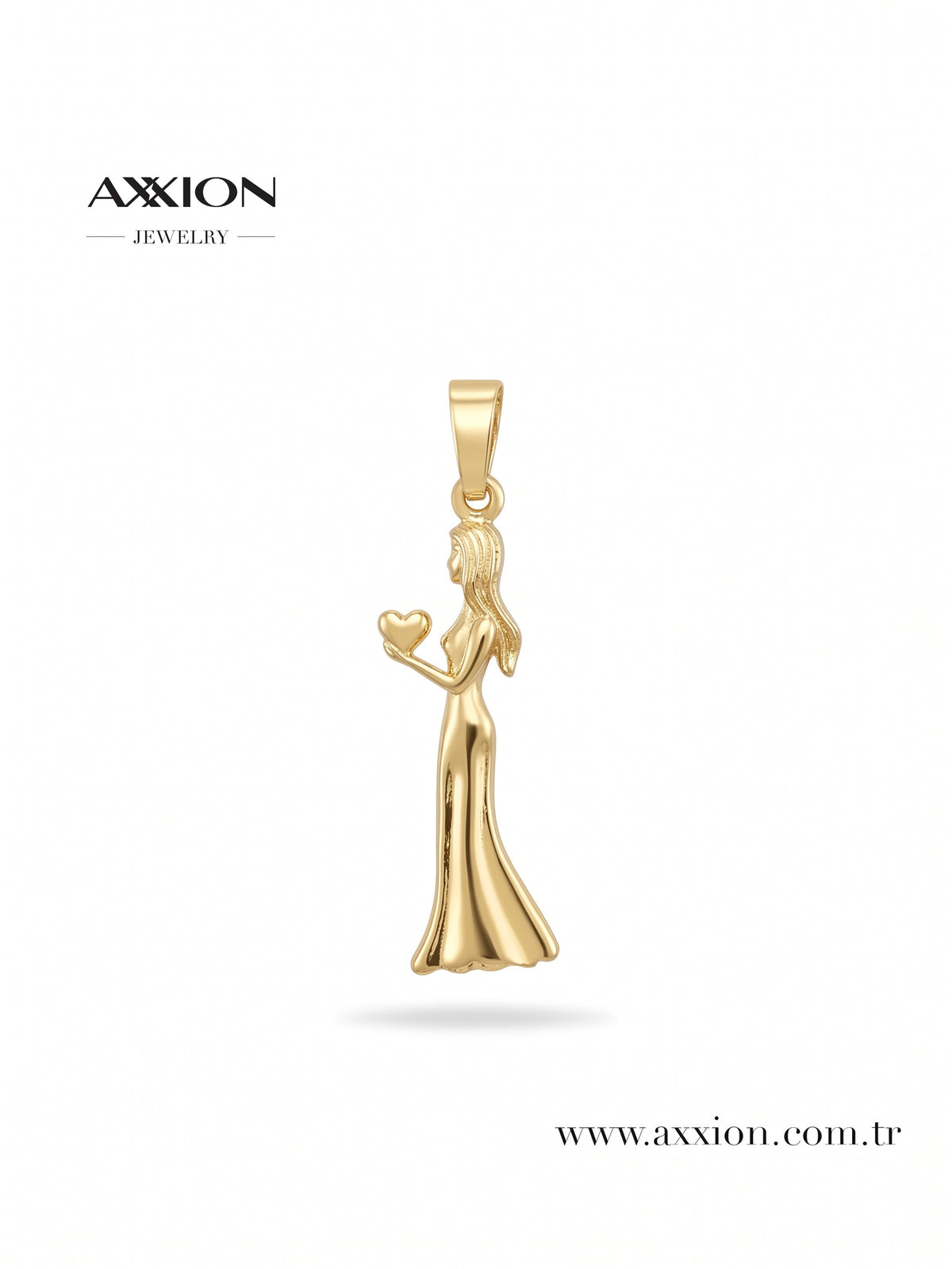 AXXION Kalp Tutan Kadın Kolye Ucu GOLD