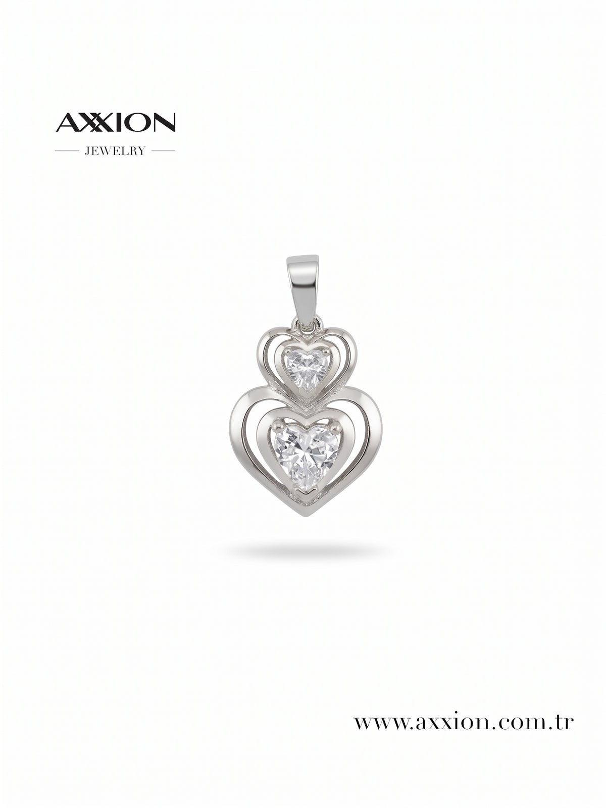 AXXION İkili Kalp Kolye Ucu SILVER