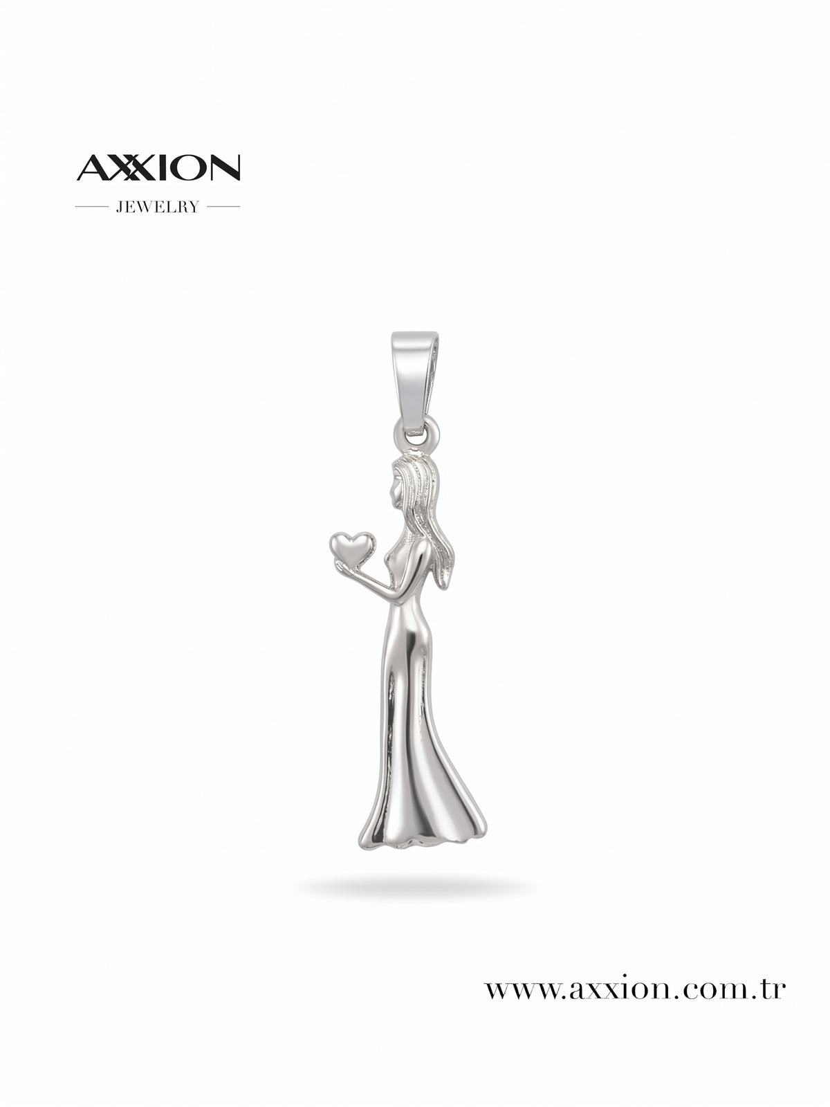 AXXION Kalp Tutan Kadın Kolye Ucu SILVER