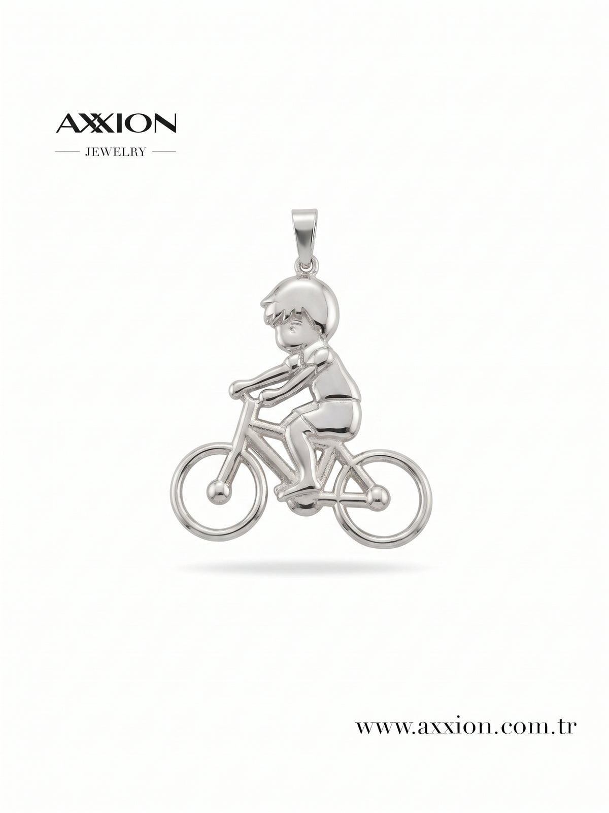 AXXION Bisiklet Süren Çocuk Kolye Ucu SILVER