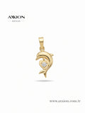 AXXION Taşlı Yunus Balığı Kolye Ucu GOLD