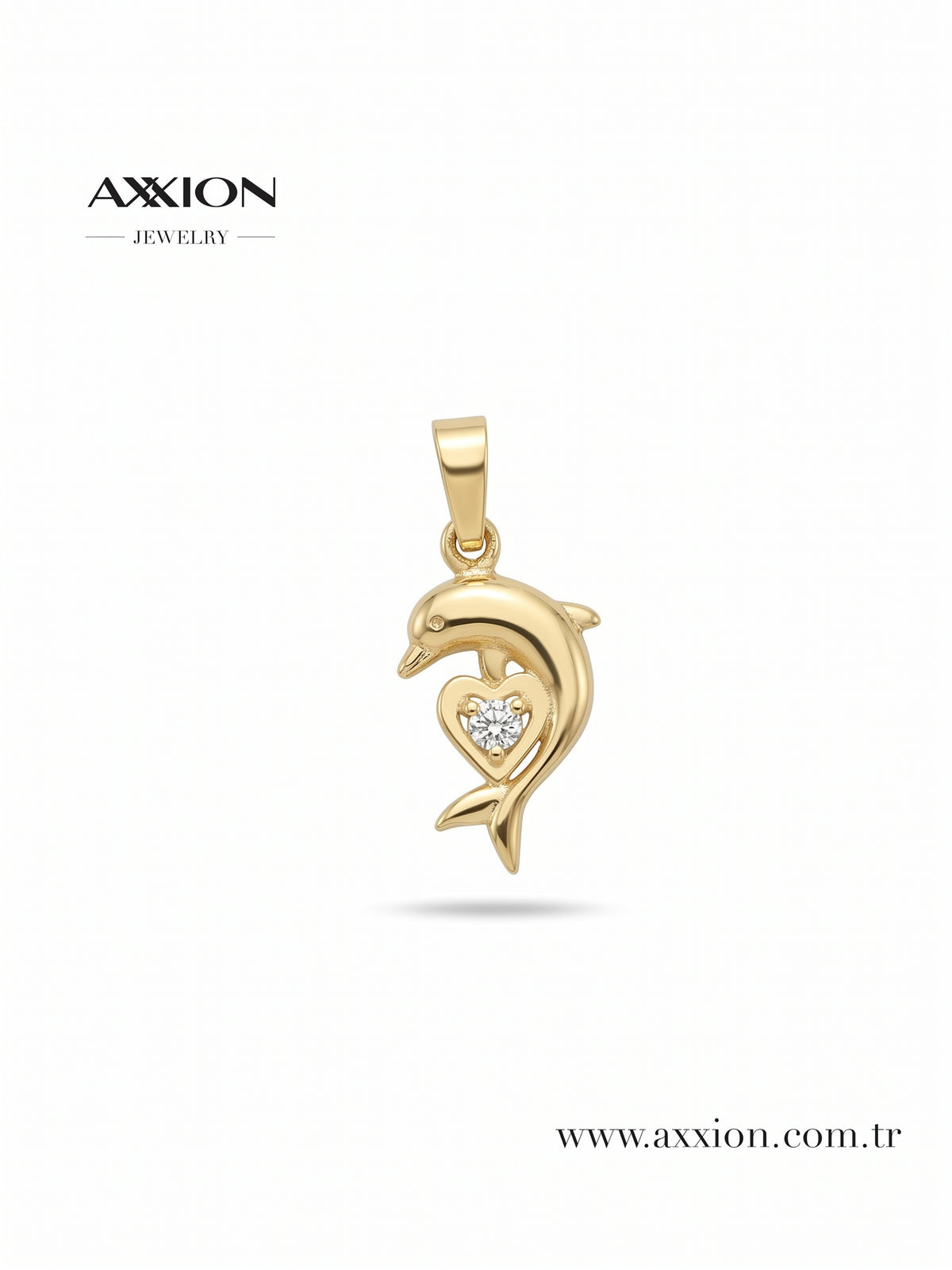 AXXION Taşlı Yunus Balığı Kolye Ucu GOLD
