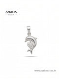 AXXION Taşlı Yunus Balığı Kolye Ucu SILVER