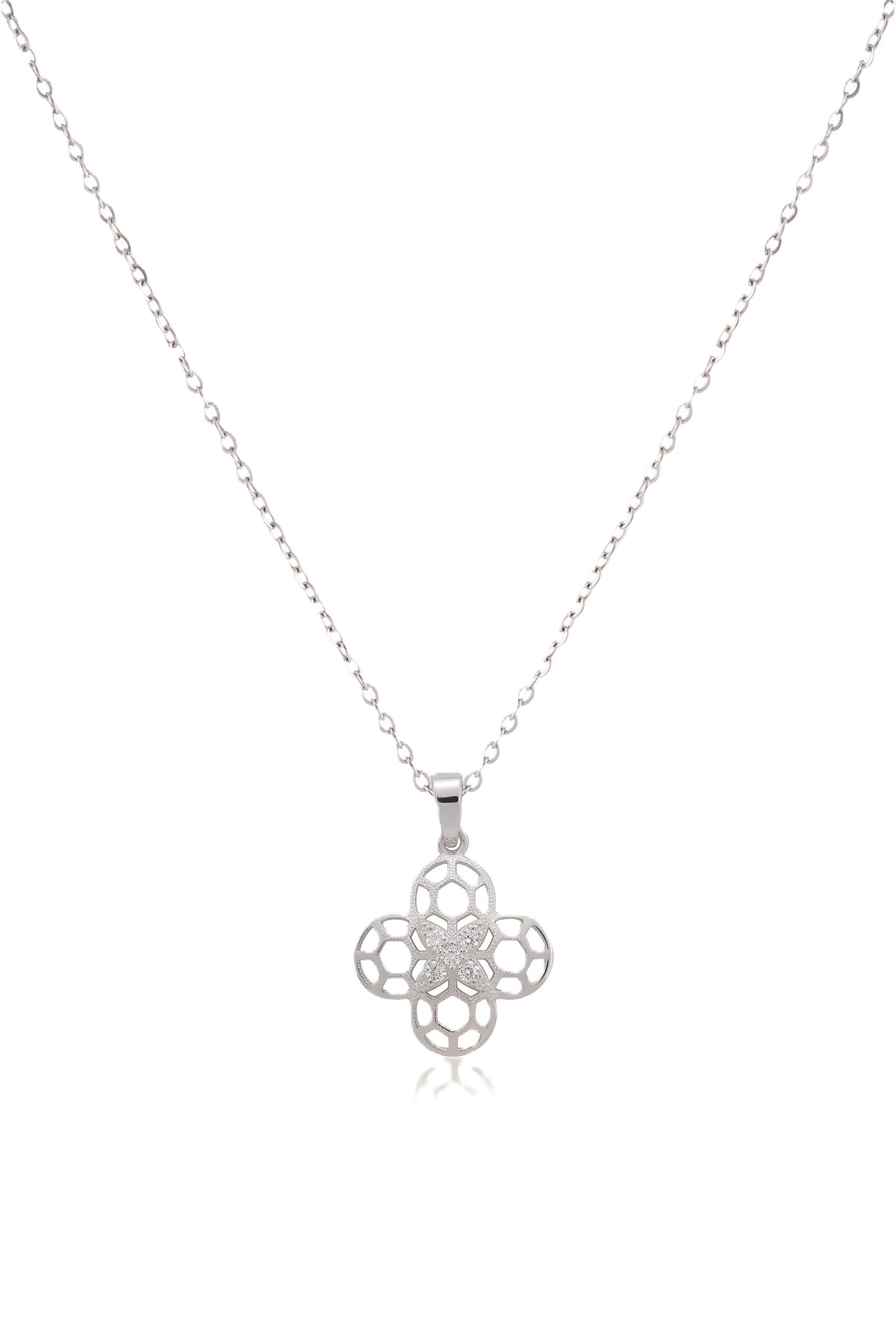 Çelik Yonca Kolye SILVER 45cm