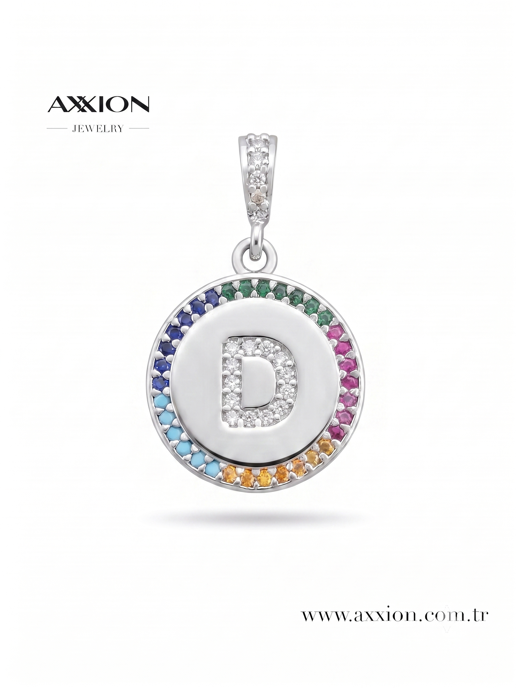 AXXION Harf Kolye Ucu SILVER "D"