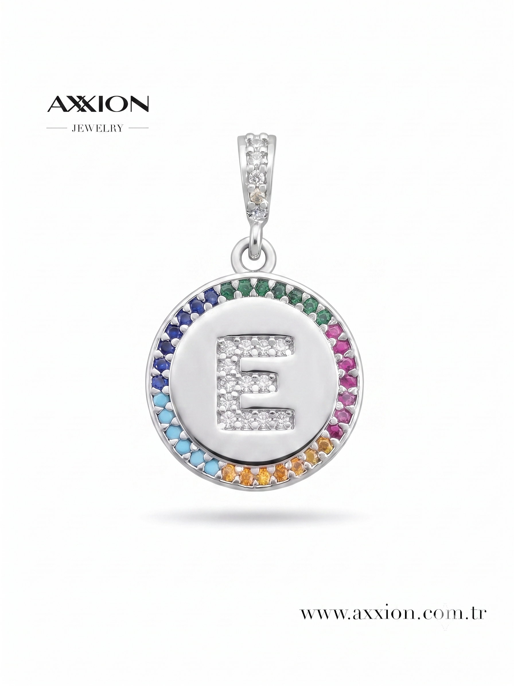 AXXION Harf Kolye Ucu SILVER "E"