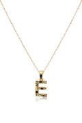 Çelik Harf Kolye GOLD "E" 45cm