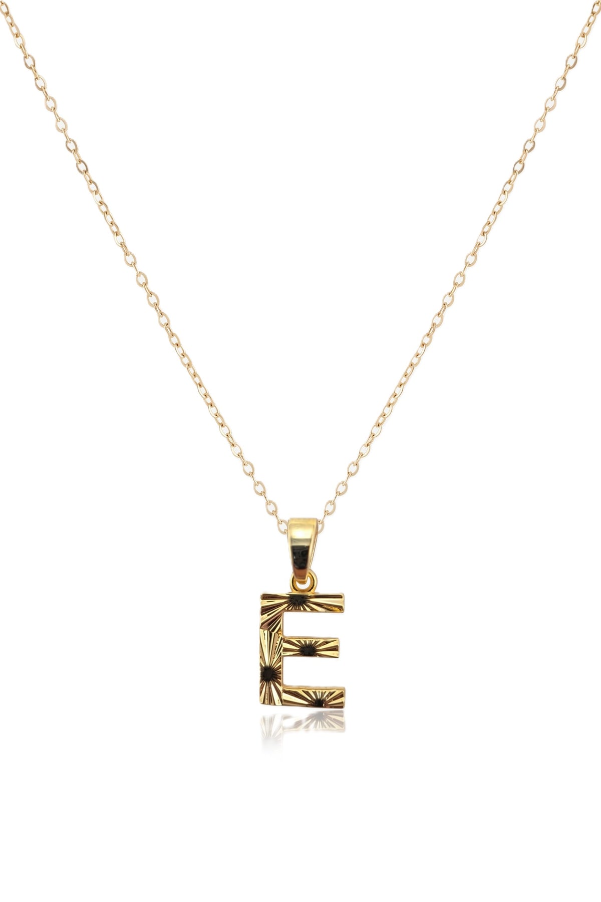 Çelik Harf Kolye GOLD "E" 45cm