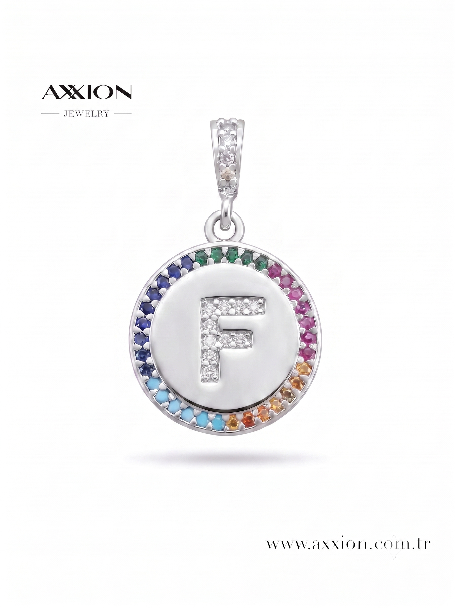 AXXION Harf Kolye Ucu SILVER "F"