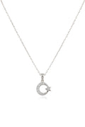Çelik Ay Yıldız Kolye SILVER 45cm
