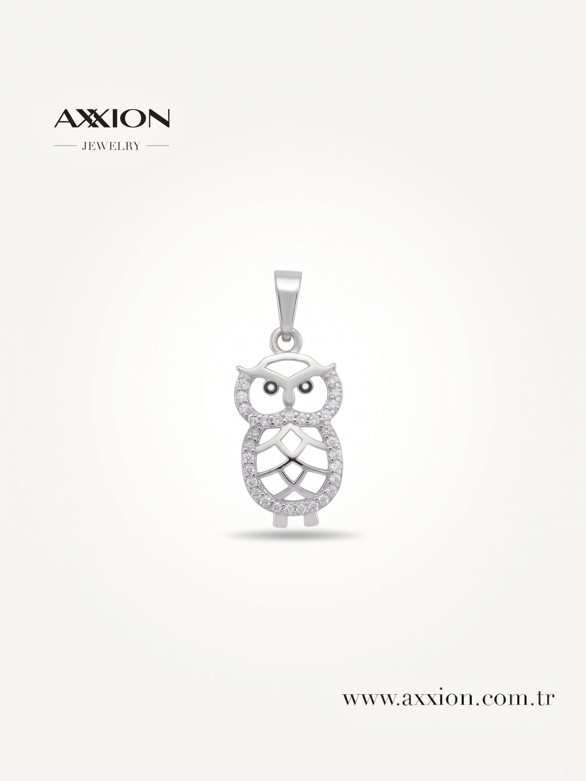 AXXION Taşlı Baykuş Kolye Ucu SILVER