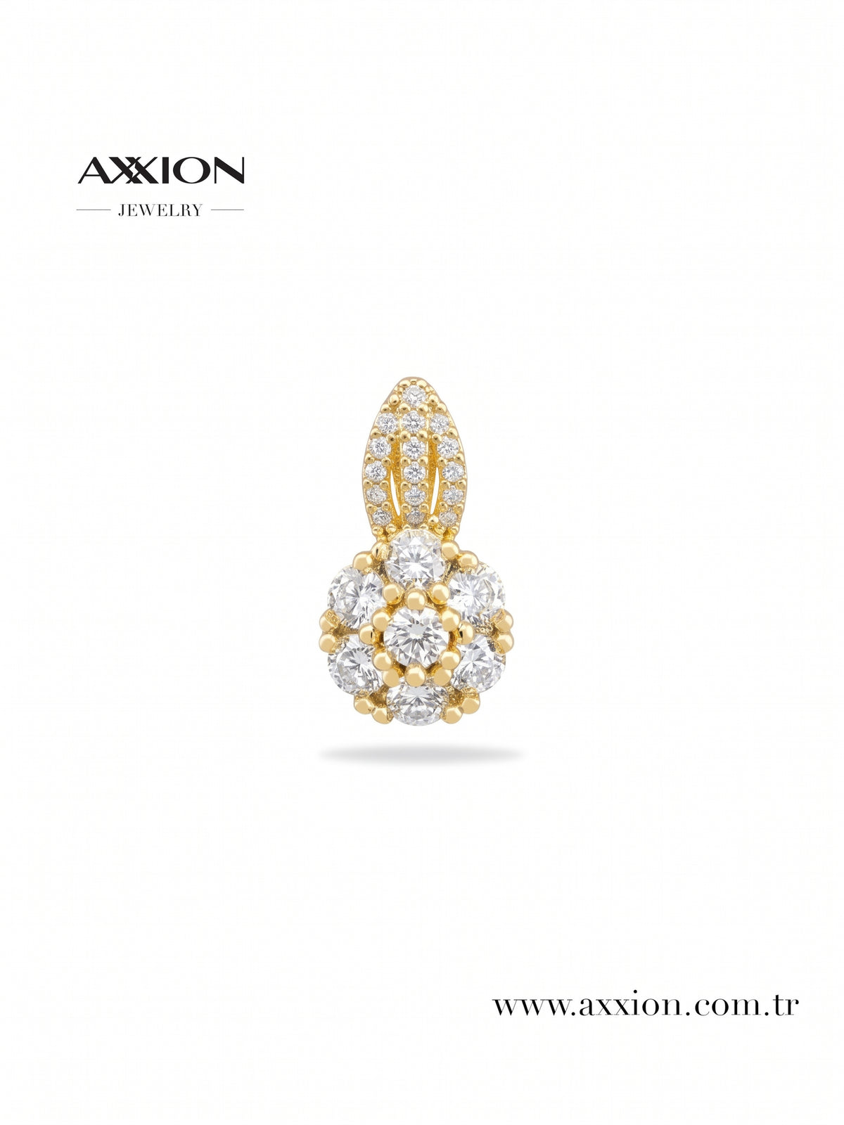 AXXION Taşlı Yuvarlak Rozet Kolye Ucu GOLD