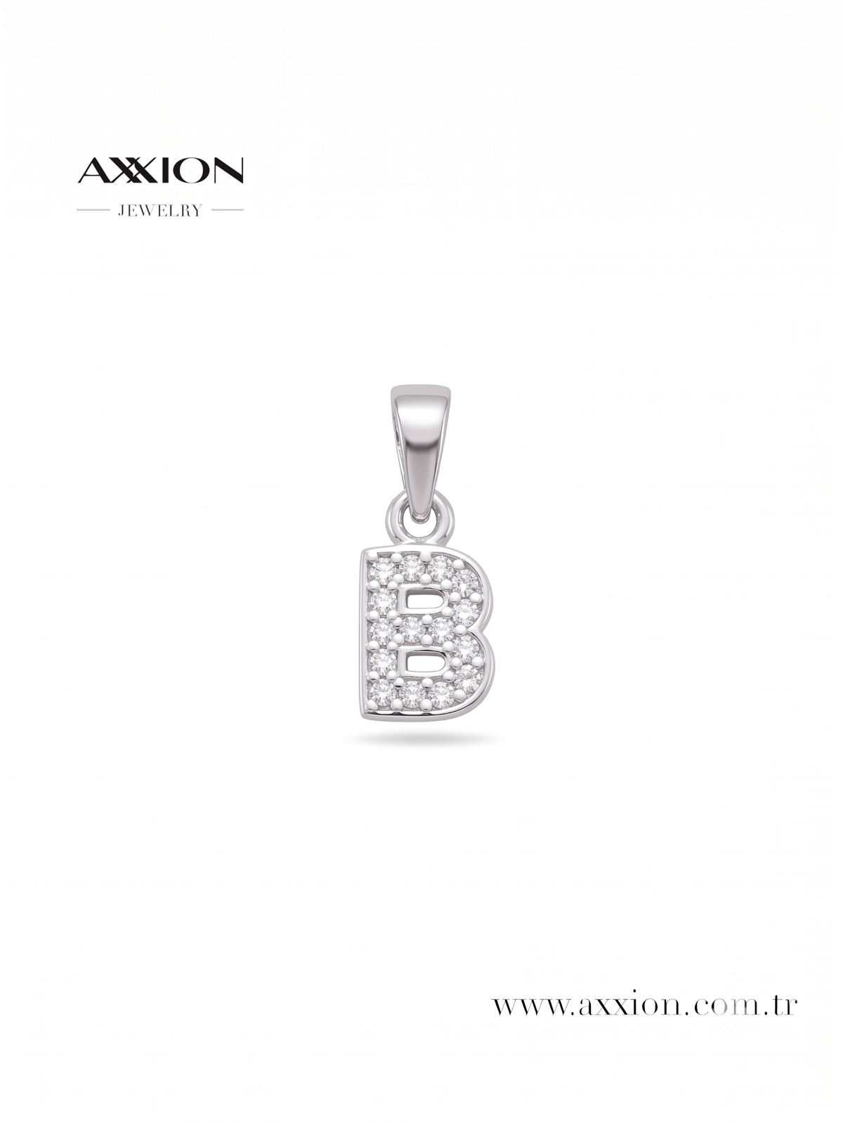 AXXION Harf Kolye Ucu SILVER "B"