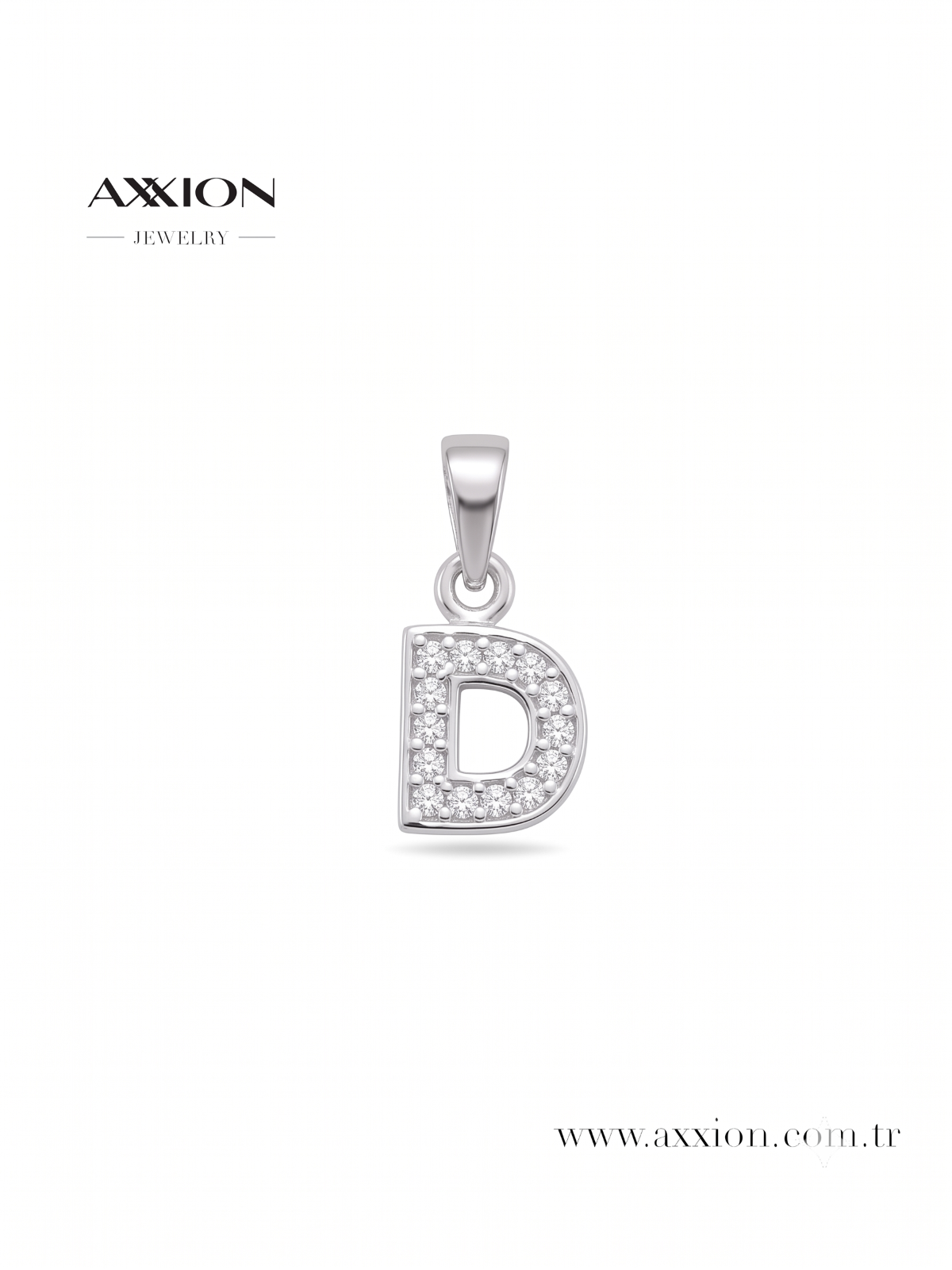 AXXION Harf Kolye Ucu SILVER "D"