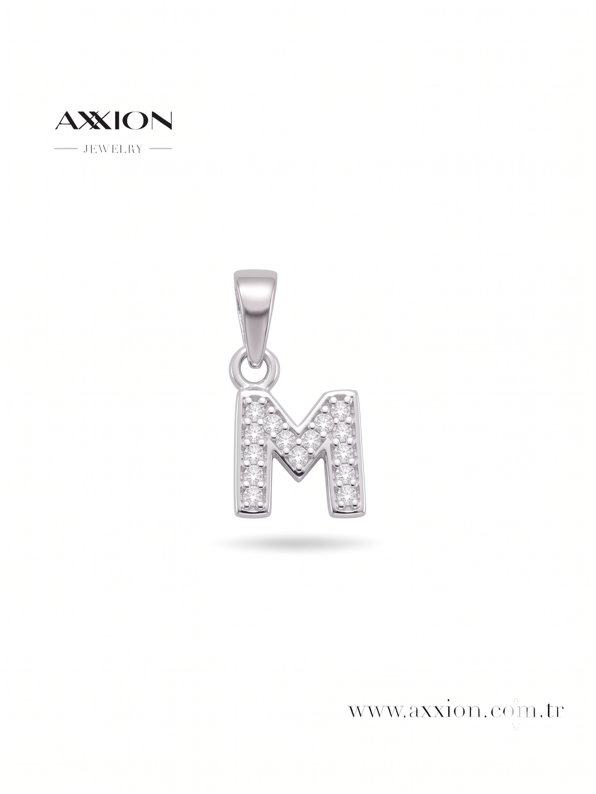 AXXION Harf Kolye Ucu SILVER "M"