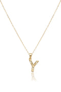 Çelik Harf Kolye GOLD "Y" 45cm