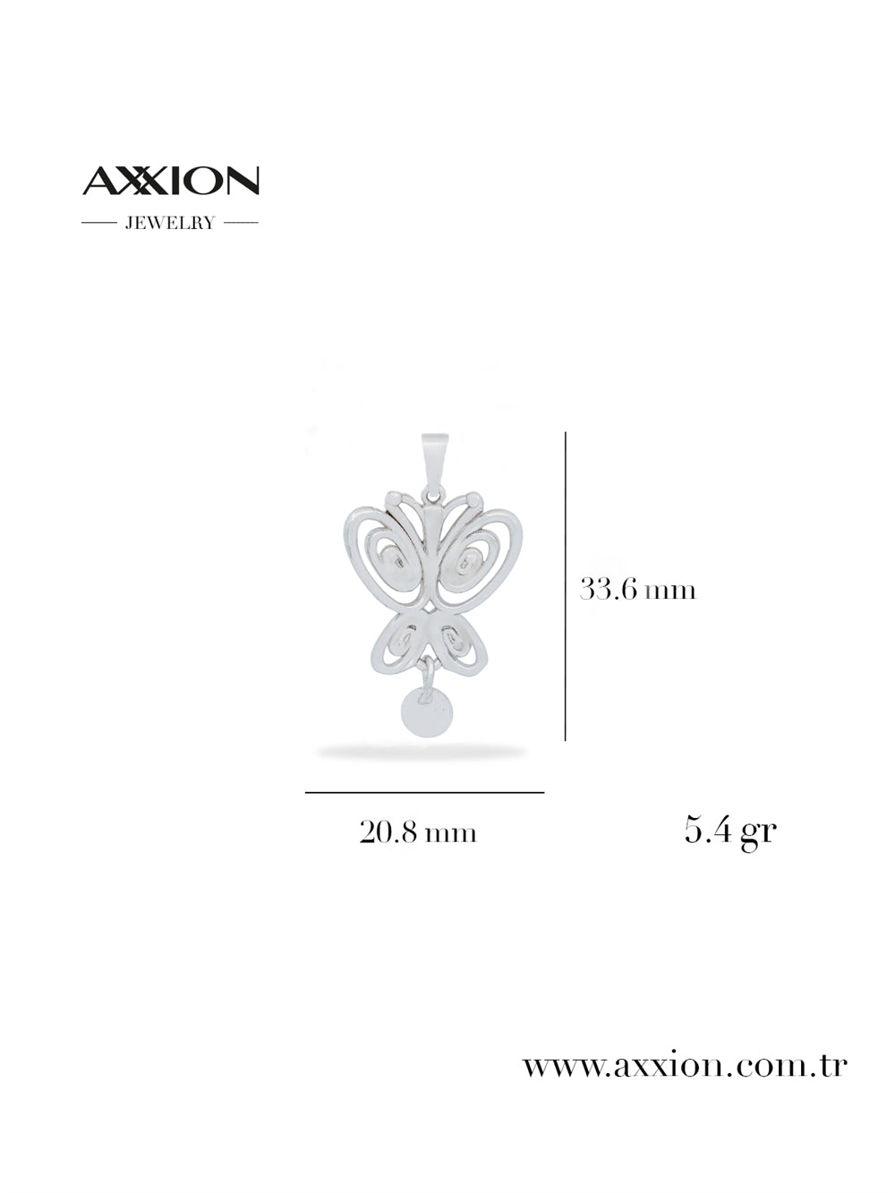 AXXION 14K Necklace Pendant SILVER