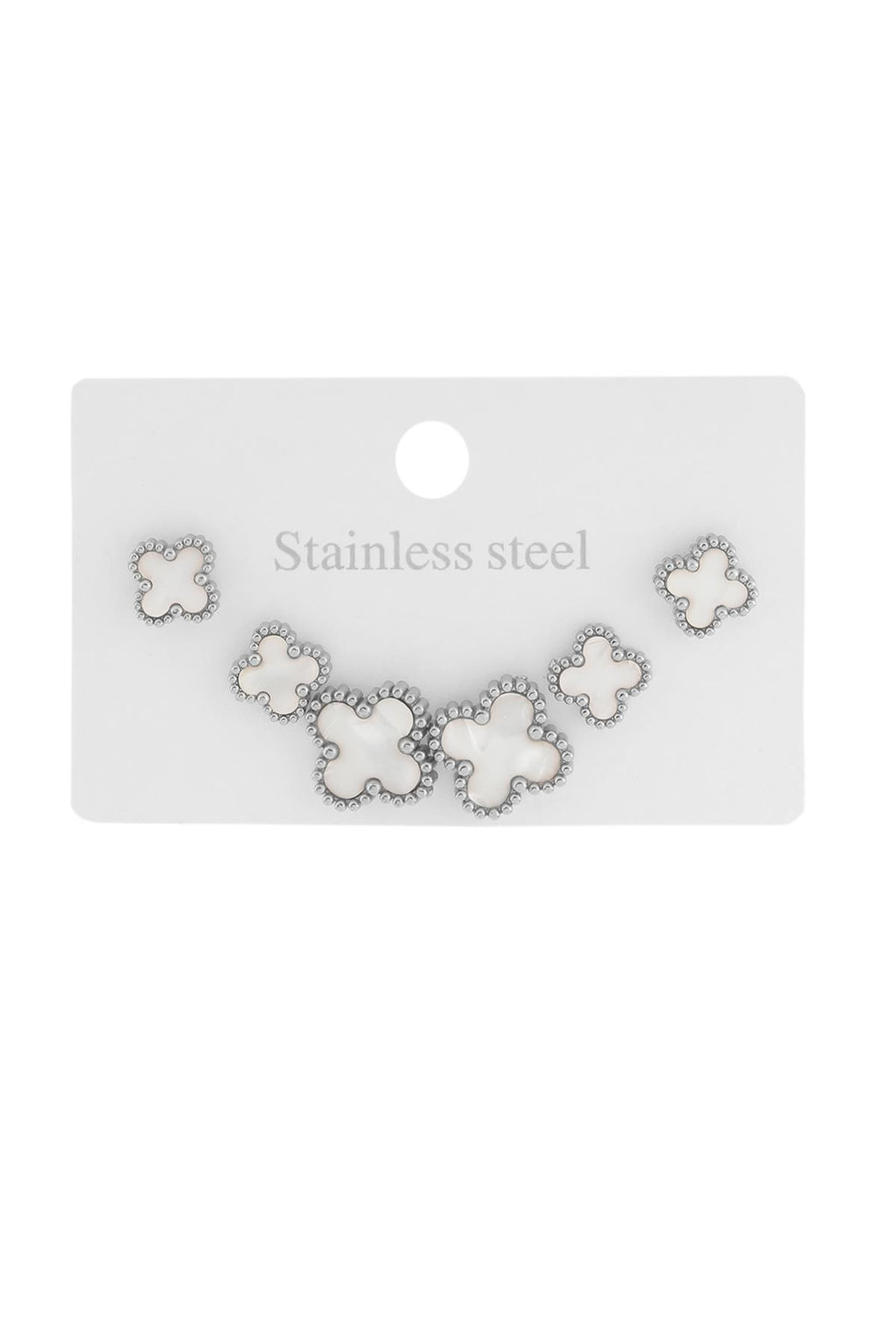 Steel Six-Piece Clover Earring Silver
