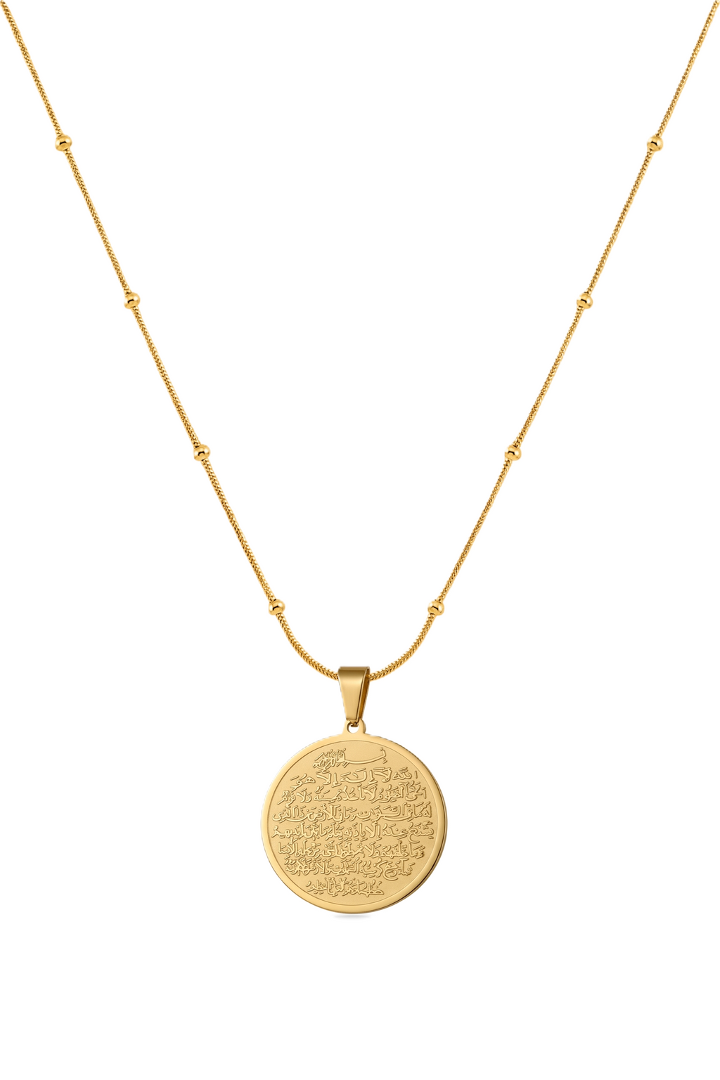 Çelik Ayetel Kürsü Kolye GOLD  45cm