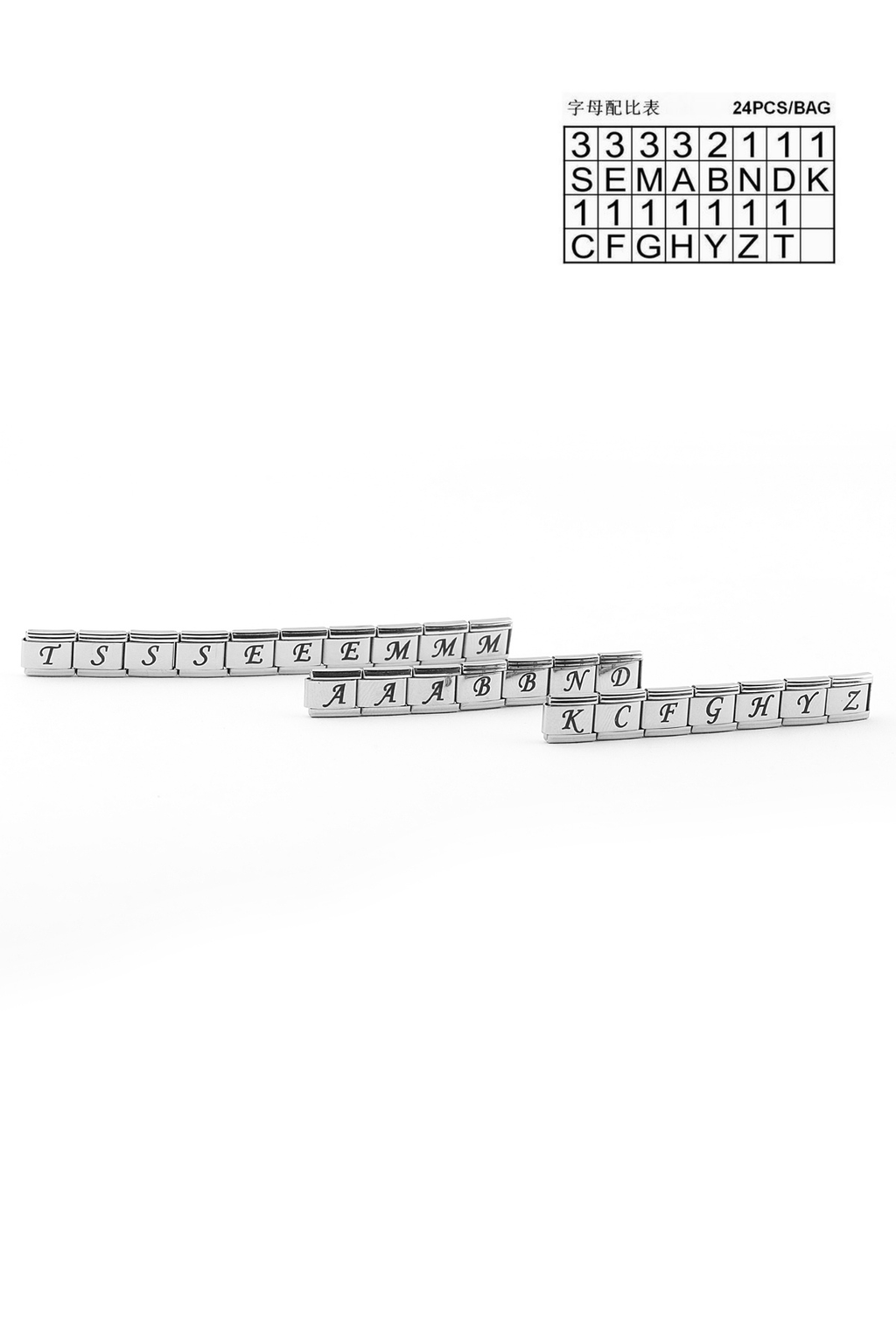 Çelik Harf Charm 24' lü