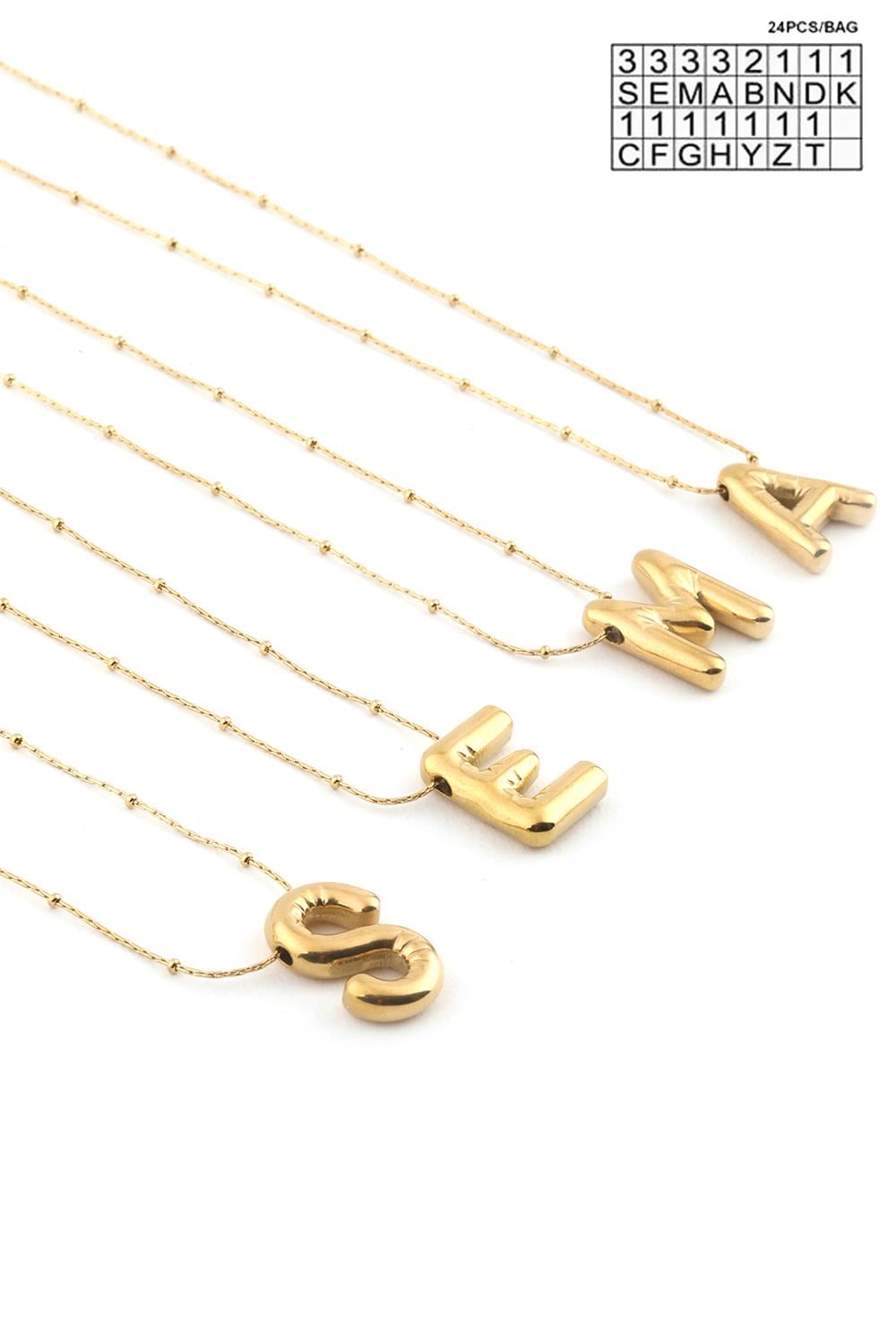 Steel Letter Necklace Gold (24 pcs)