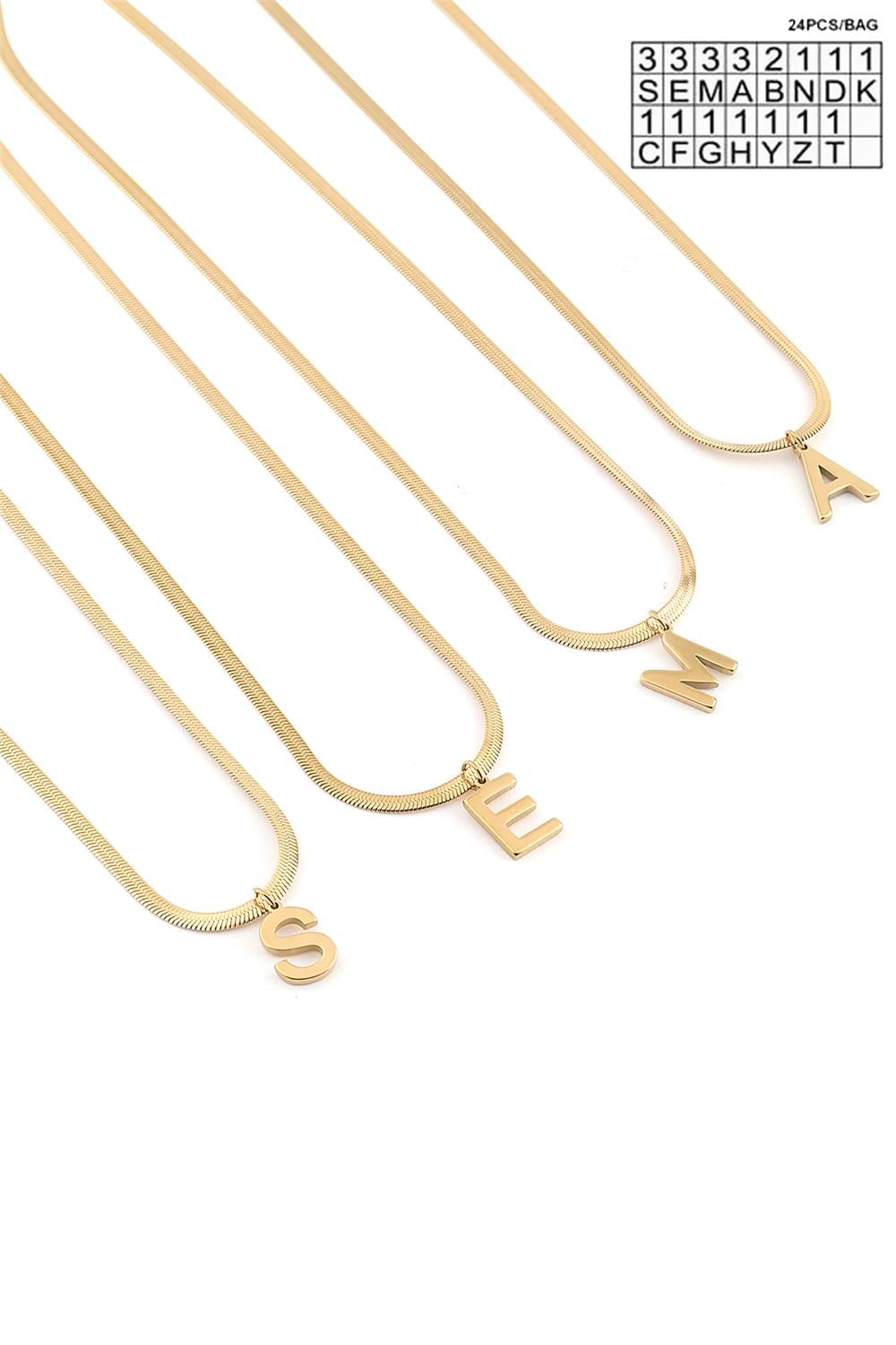 Çelik Harf Kolye Gold (24 Adet)