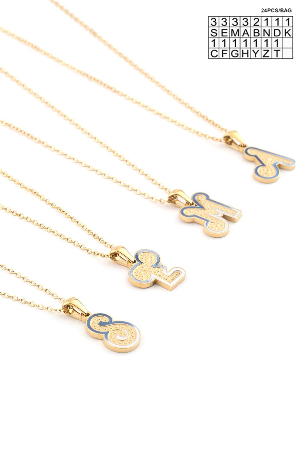 Steel Letter Necklace Gold (24 pcs)