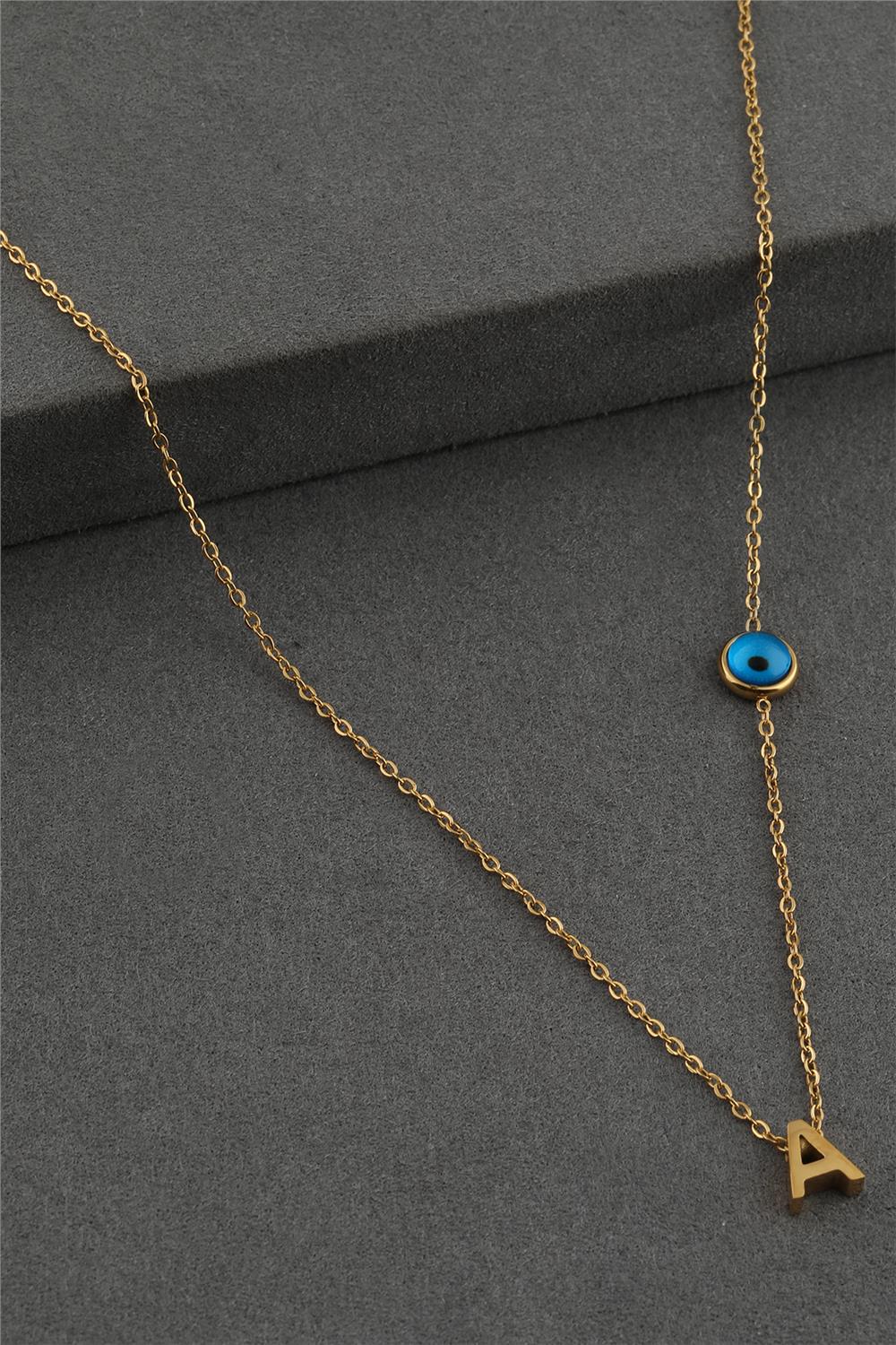 Çelik Harf Kolye GOLD "A" 45cm