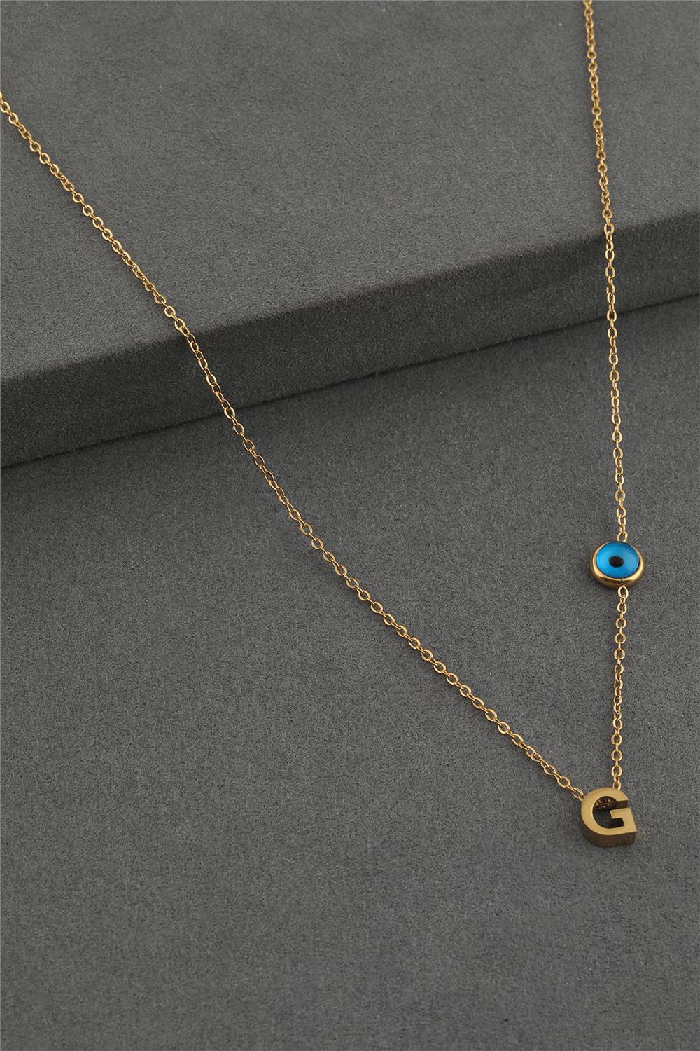 Çelik Harf Kolye GOLD "G" 45cm