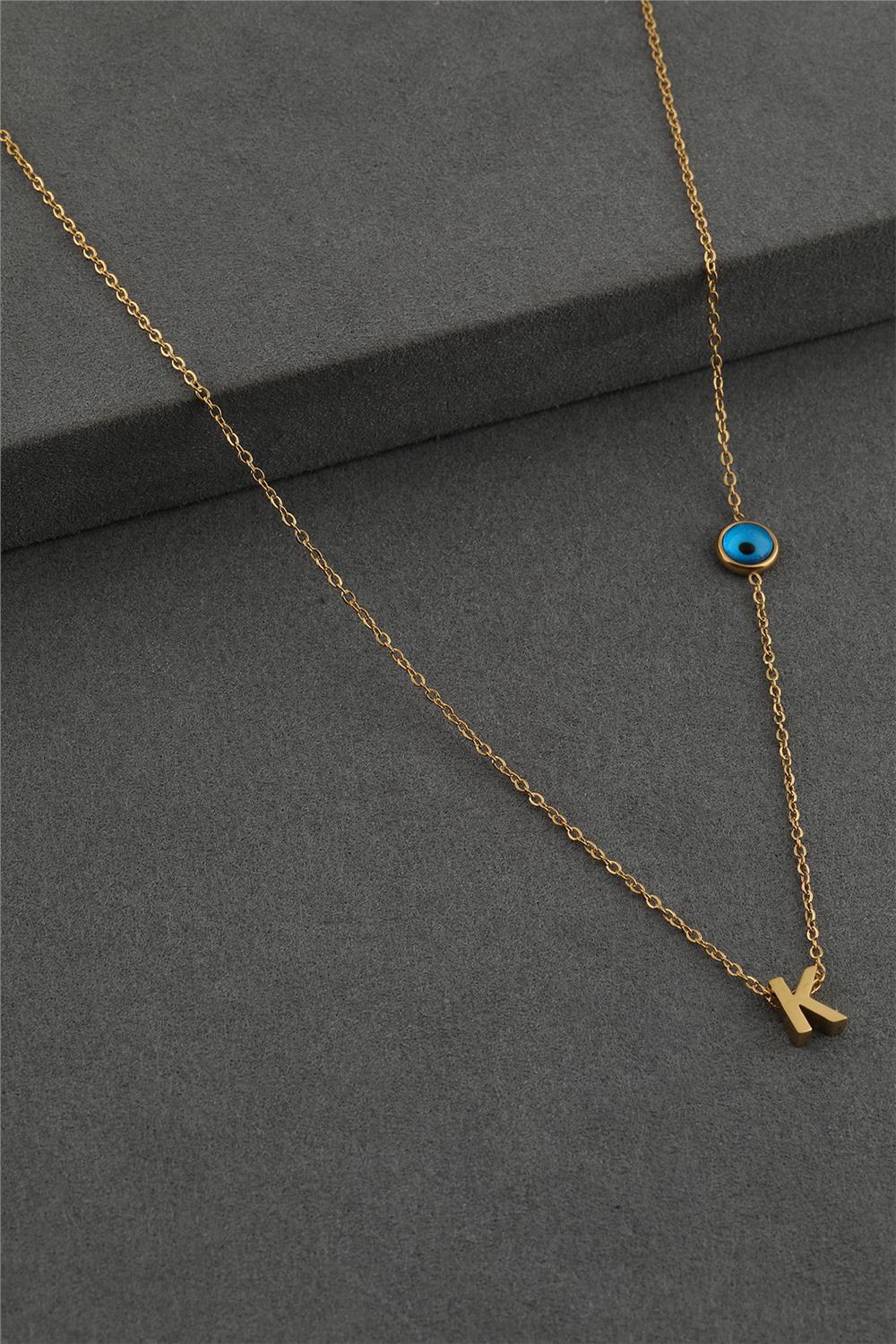 Çelik Harf Kolye GOLD "K" 45cm