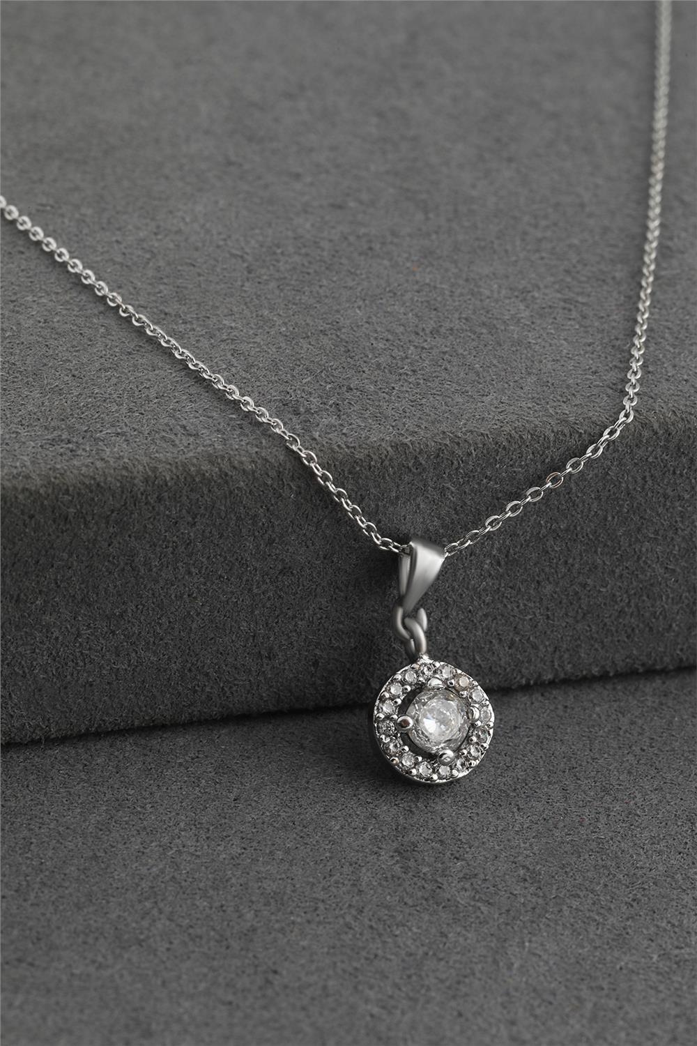 Zircon Necklace SILVER 45 cm