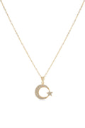 Çelik Ay-Yıldız Kolye GOLD 45 cm