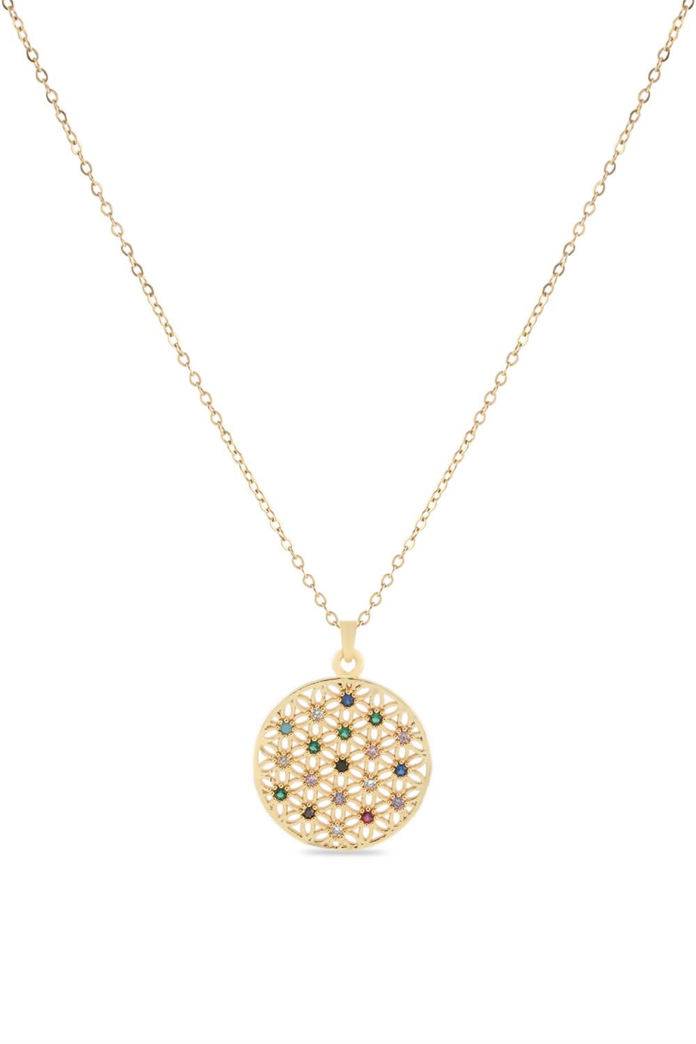 Çelik Yaşam Çiçeği Kolye GOLD 45 cm