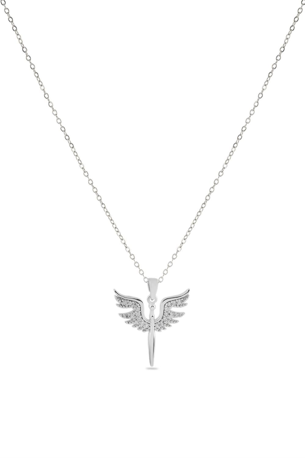 Çelik Mikail Meleği Kolye SILVER 45 cm