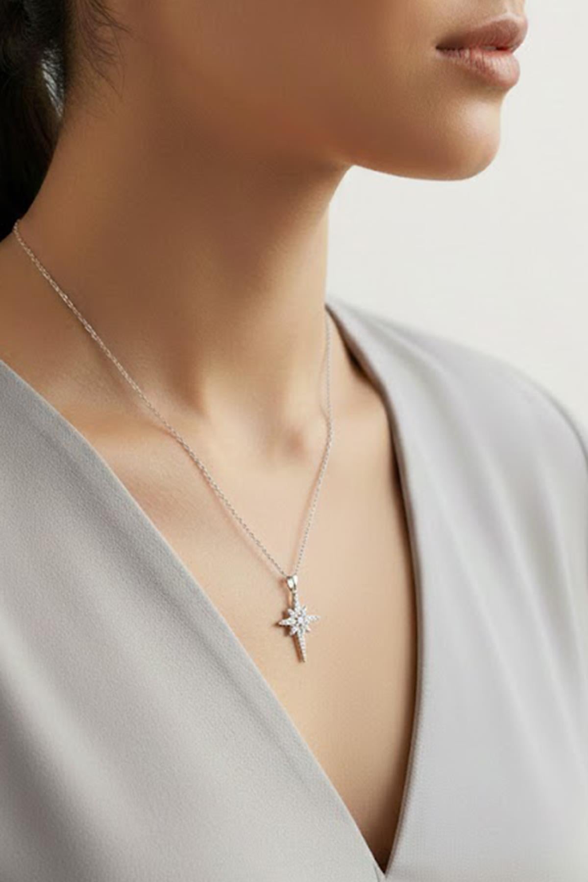 Steel Polar Star Necklace SILVER 45 cm