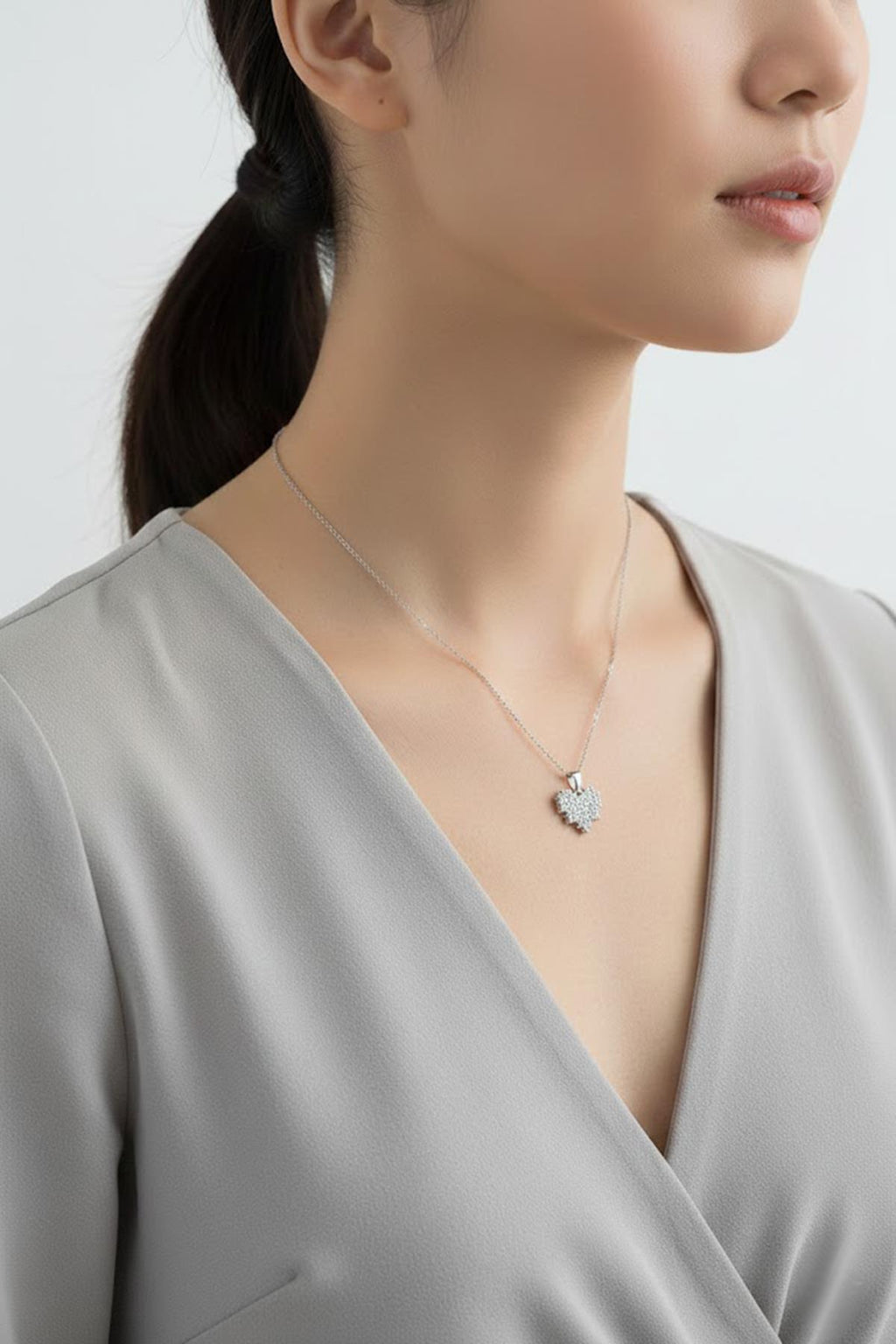Steel Heart Necklace SILVER 45 cm