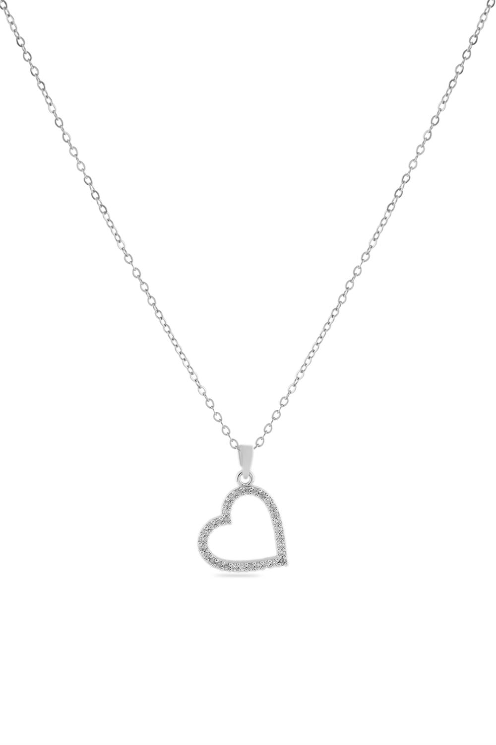 Çelik Kalp Kolye SILVER 45 cm