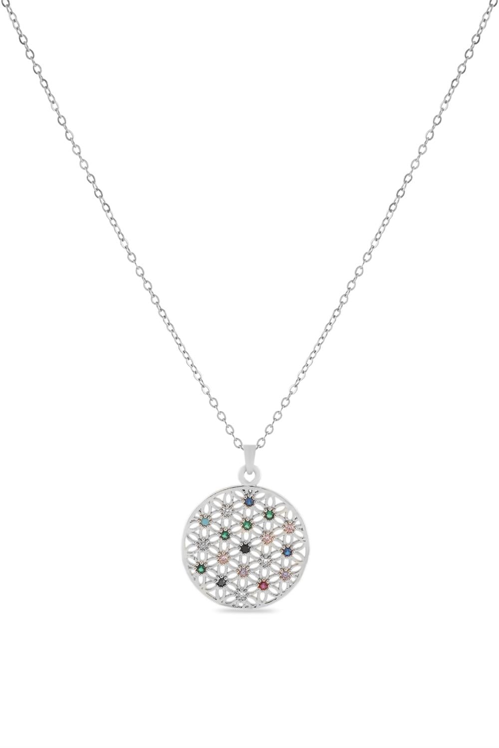 Çelik Yaşam Çiçeği Kolye SILVER 45 cm