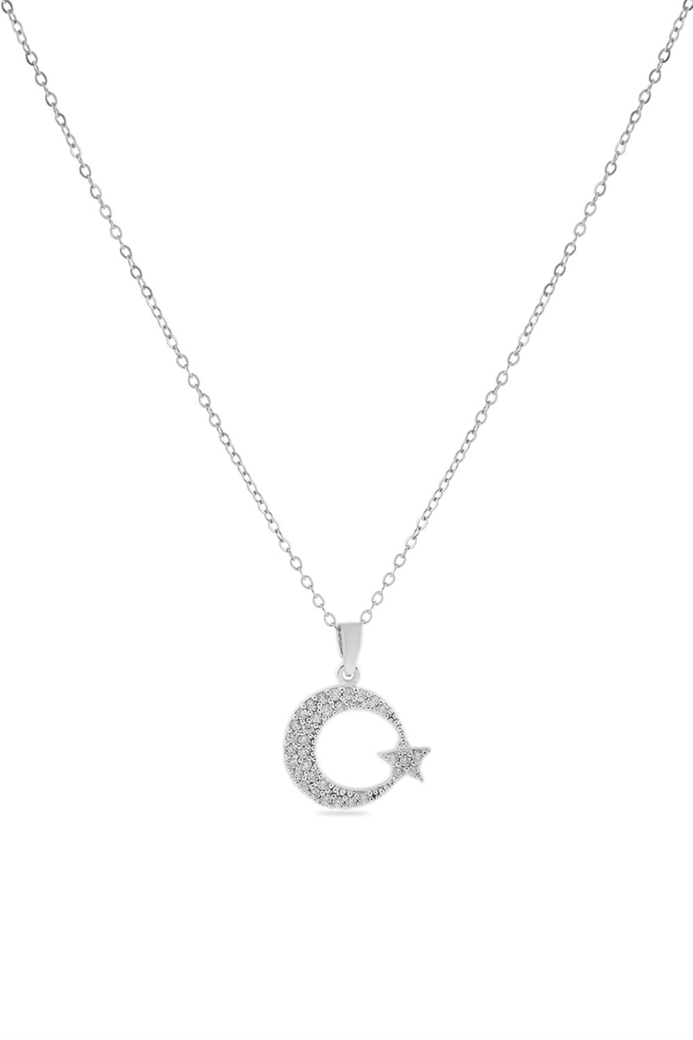 Çelik Ay-Yıldız Kolye SILVER 45 cm