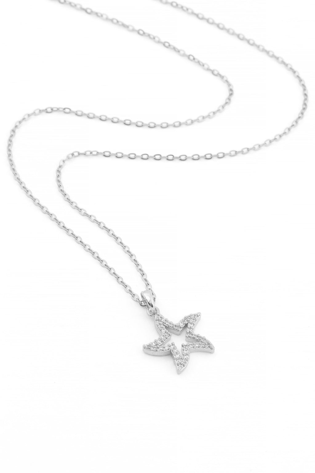 Çelik Yıldız Kolye Silver 45cm
