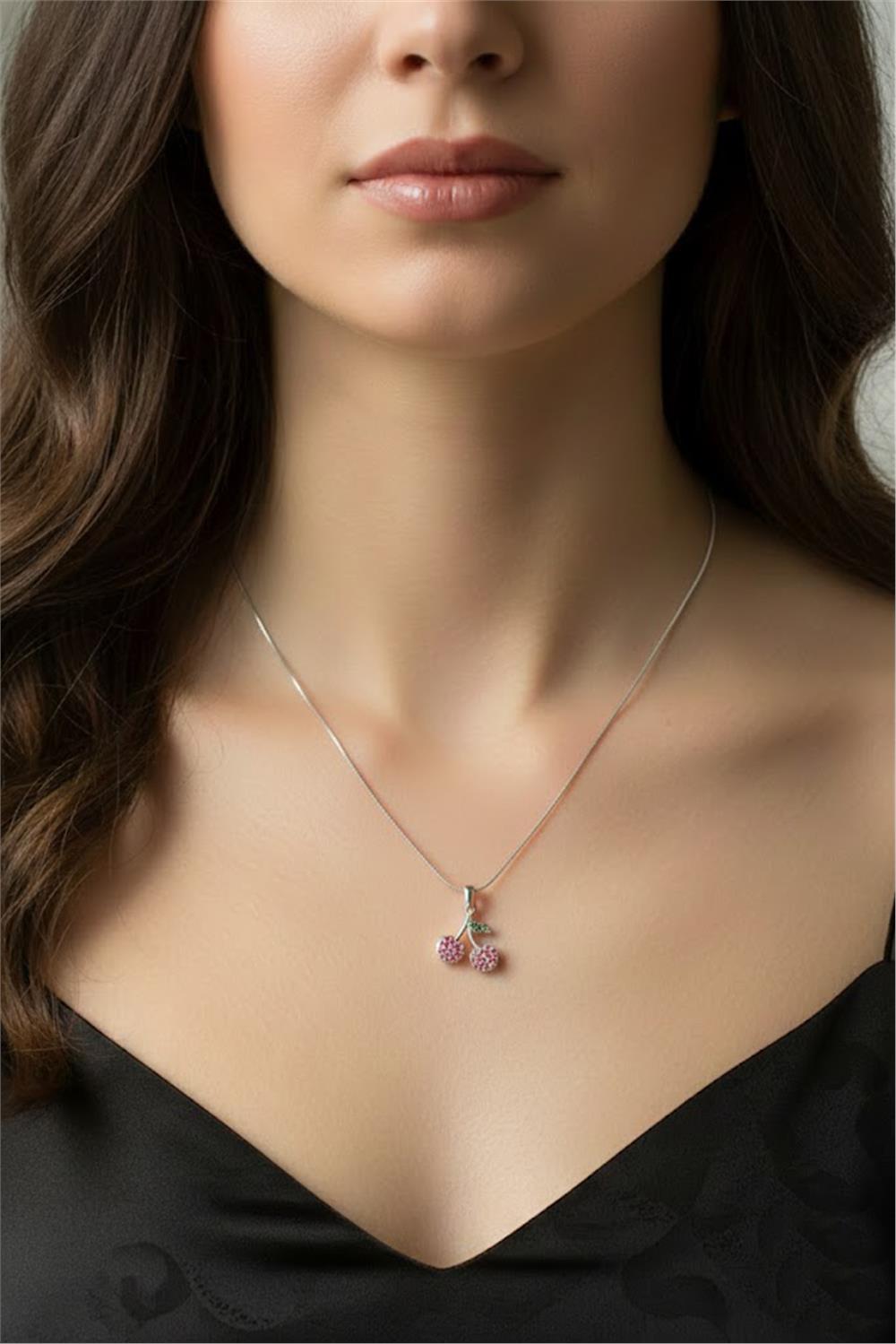 Steel Cherry Necklace Silver 45cm