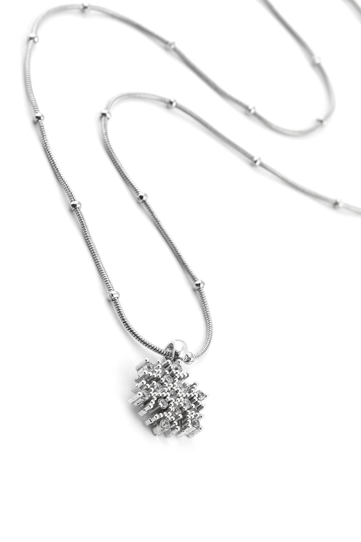 Kar Tanesi Çelik Kolye SILVER 45cm