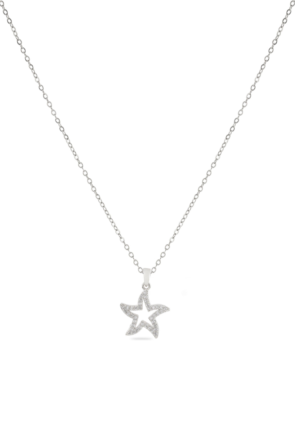 Çelik Yıldız Kolye Silver 45cm