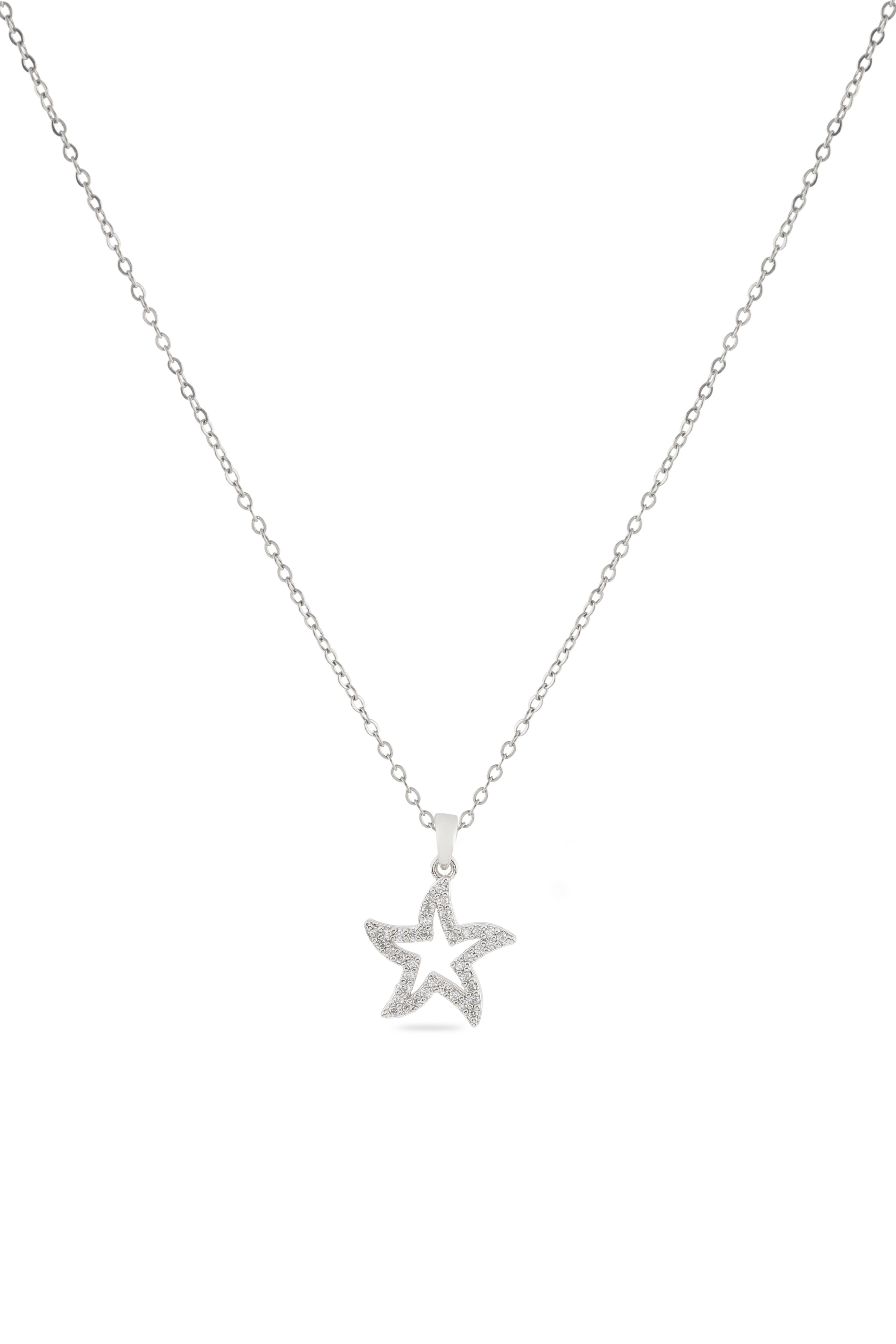 Çelik Yıldız Kolye Silver 45cm