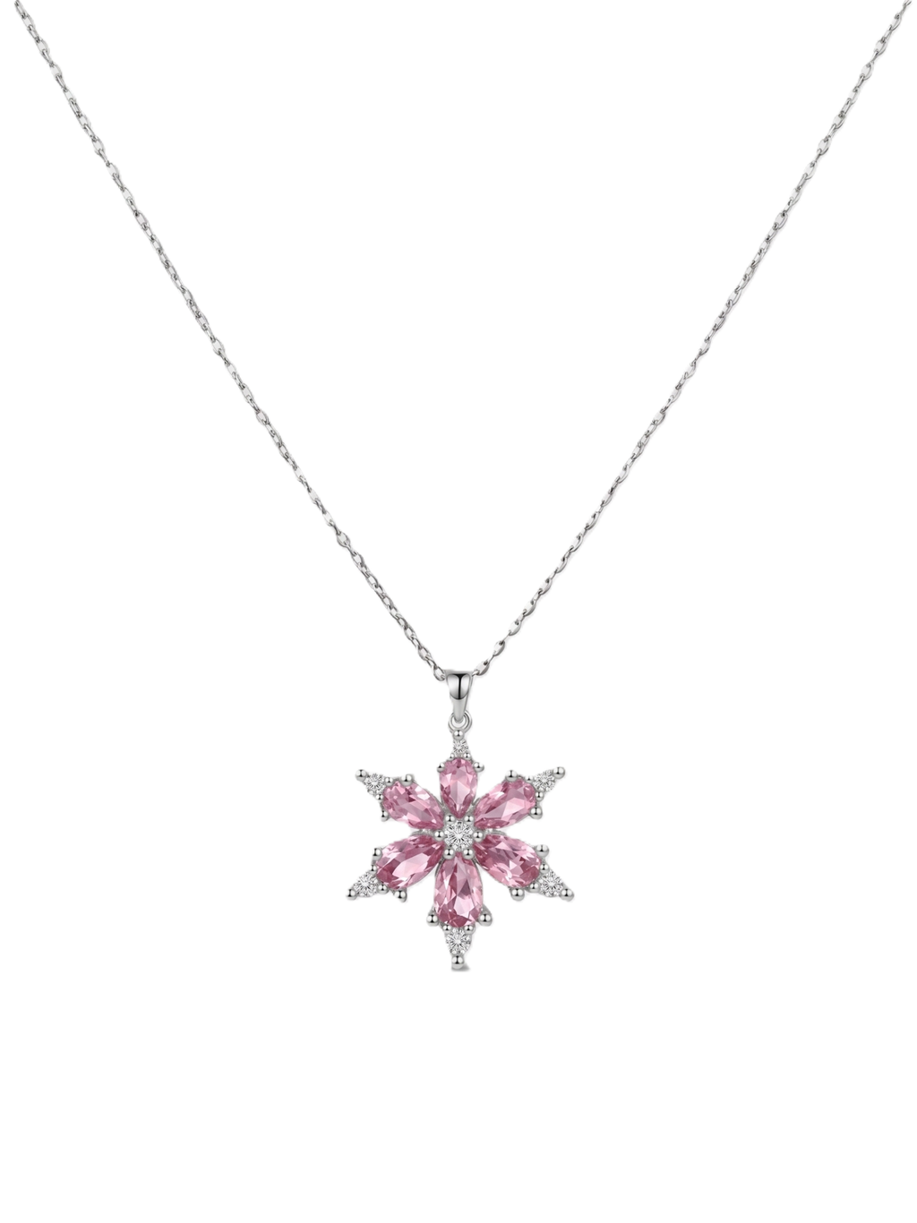 Çelik Lotus Çiçeği Kolye SILVER 45cm