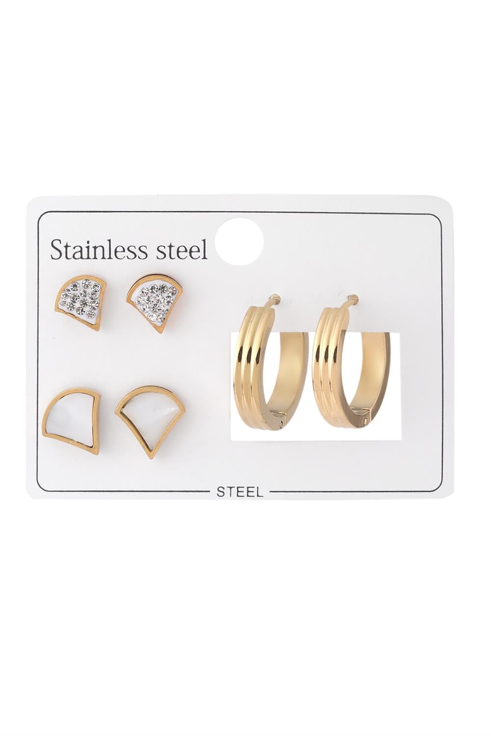 Çelik Set Küpe Gold