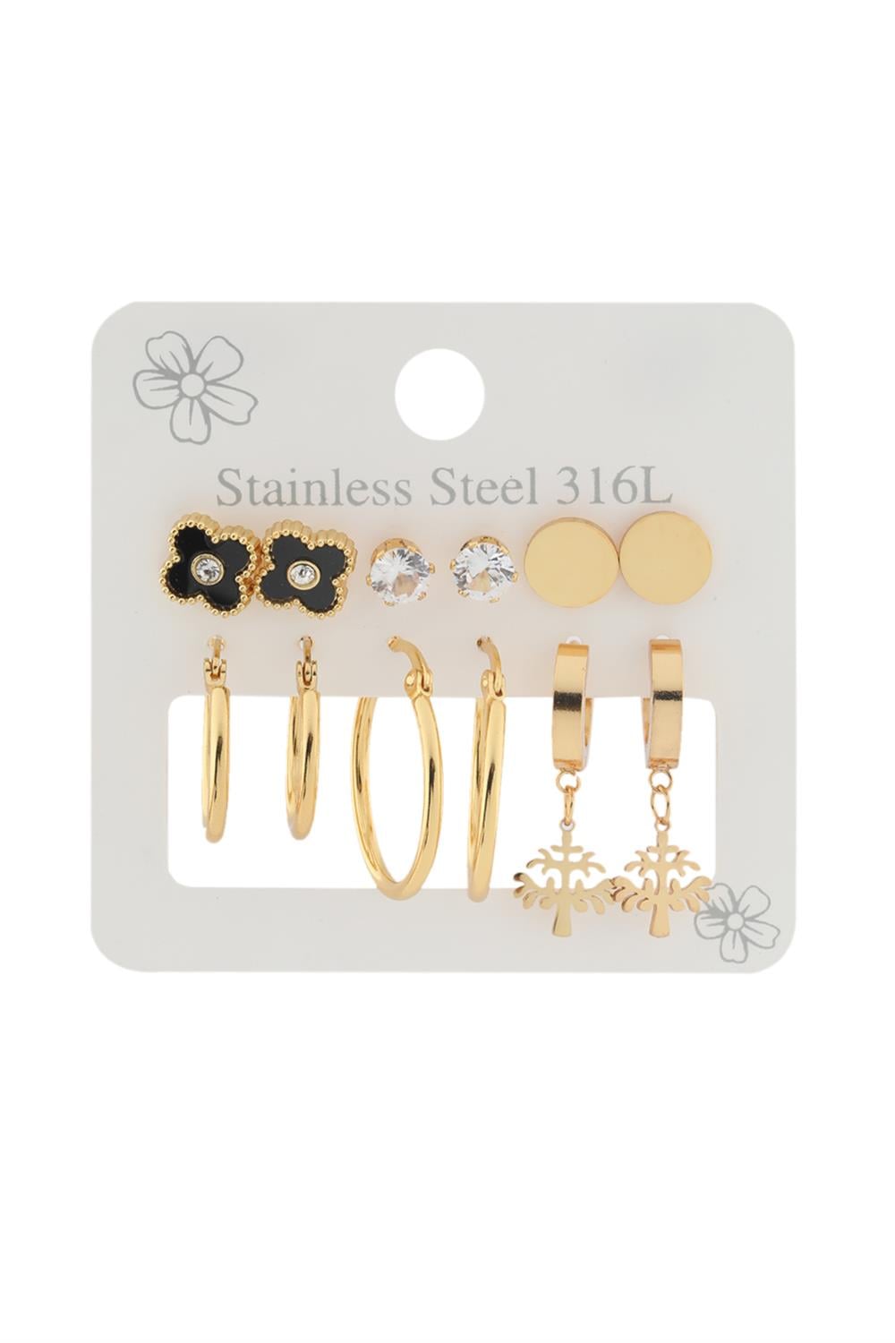 Çelik Set Küpe GOLD