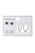 Çelik Set Küpe Silver