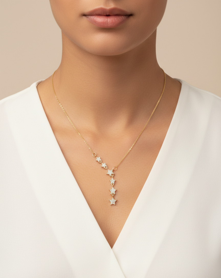 Steel Star Y Necklace GOLD 45 cm